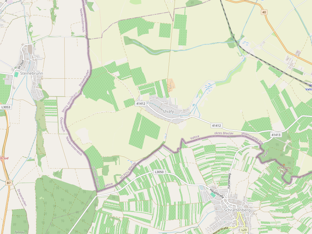 Mapa Úval a okolí